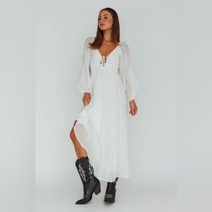 Vitta White Balloon Sleeve Maxi Dress